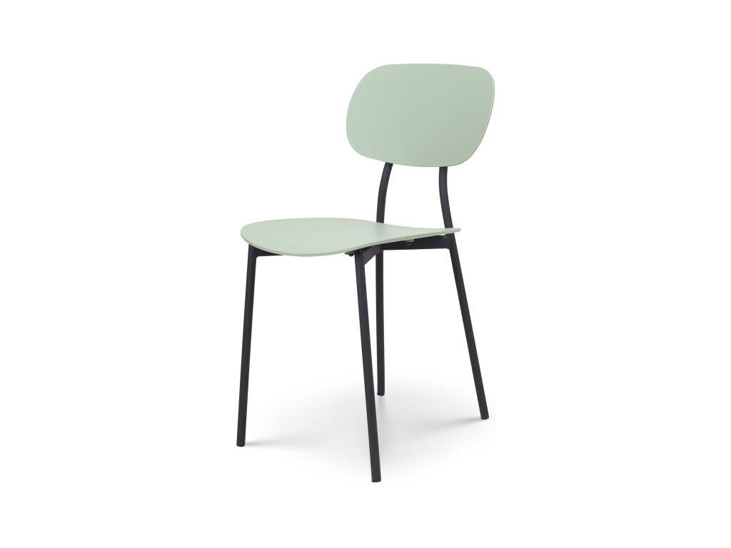 Chaise style contemporain verte et pieds en métal noir - modèle Vertchez