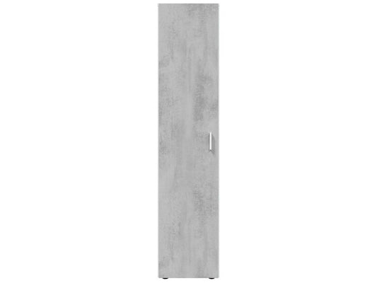 Armoire ? meuble de rangement en panneau de particules mélaminé coloris blanc mat et gris ciment - Hauteur 182 x Longueur 41 cm x Profondeur 37 cm