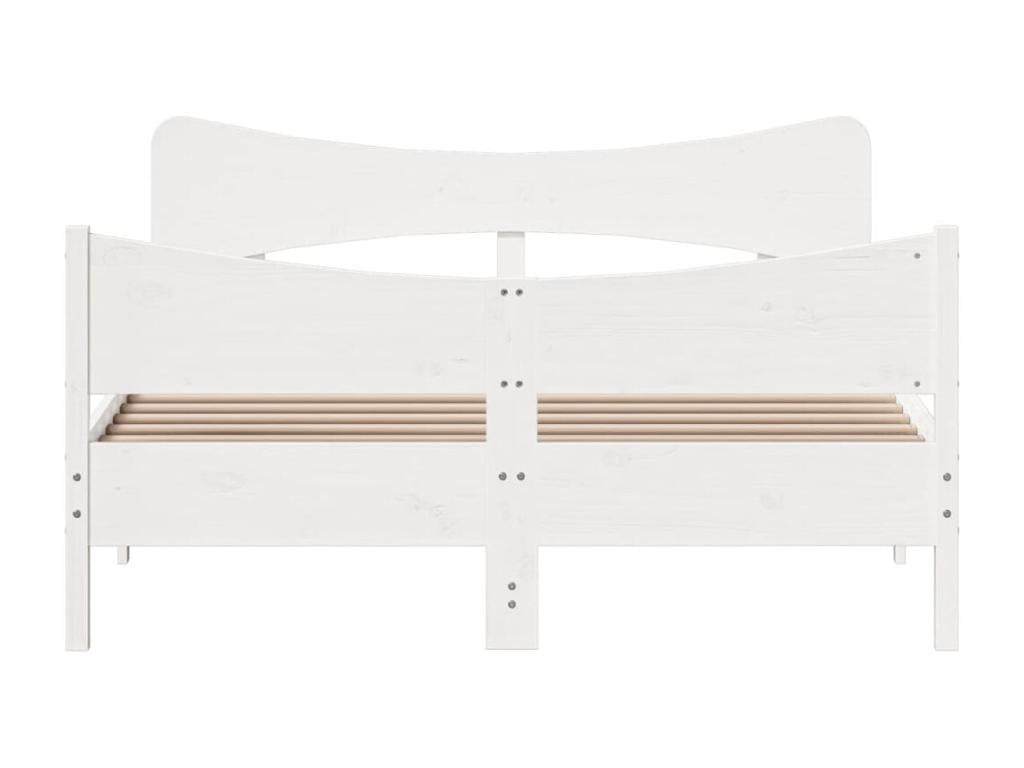 Cadre de lit avec tête de lit blanc 150x200 cm bois pin massif
