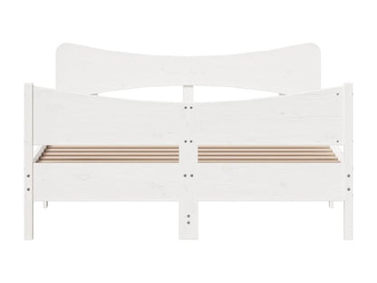 Cadre de lit avec tête de lit blanc 150x200 cm bois pin massif