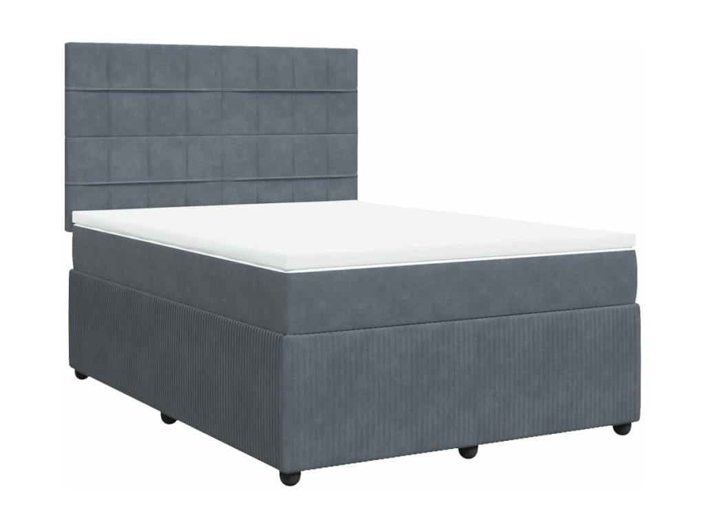 Sommier à Vertchez de lit et matelas Gris foncé 140x200cm Velours