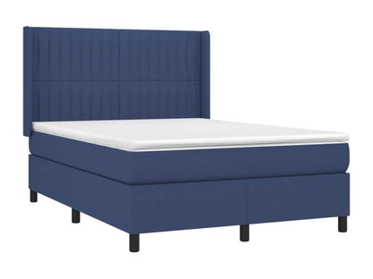 Sommier tapissier avec matelas et LED Bleu 140x190 cm Tissu