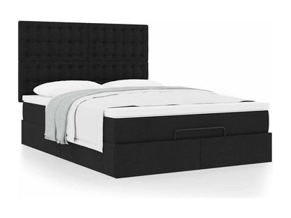 Cadre de lit ottoman avec matelas noir 140x200 cm tissu
