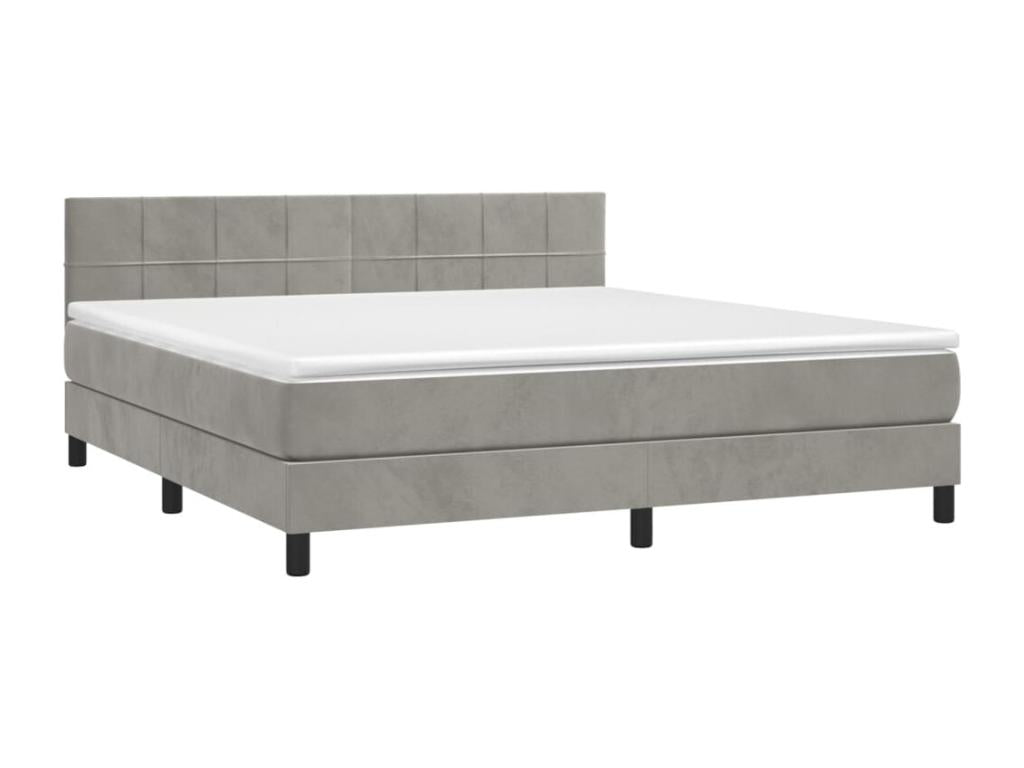 Sommier à Vertchez de lit et matelas Gris clair 160x200cm Velours