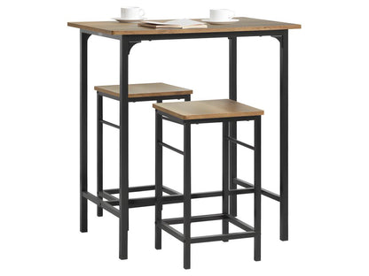 Vertchez OGT10-PF Lot Table et 2 Tabourets Ensemble Table de Bar Bistrot 2 Chaises de Bar avec Repose-Pieds Table Haute Cuisine