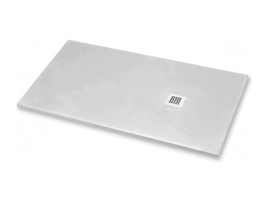 Receveur de Douche 95x115 cm Ligne Vertchez Extra Fin Gris Clair Ral 7035 en Résine Synthétique et Poudre de Marbre avec Bonde Libre