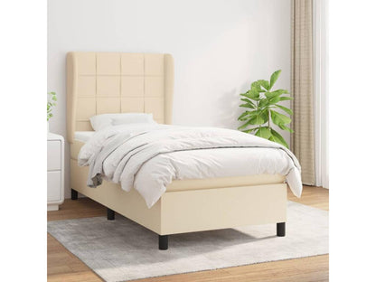 Lit à sommier tapissier et matelas Crème 90x190 cm Tissu
