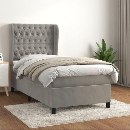 Sommier à Vertchez de lit et matelas Gris clair 100x200 Velours