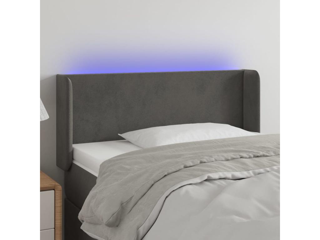 Tête de lit à LED Gris foncé 103x16x78/88 cm Velours