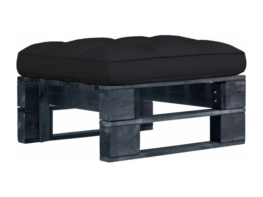 Pouf palette de jardin noir bois de pin imprégné