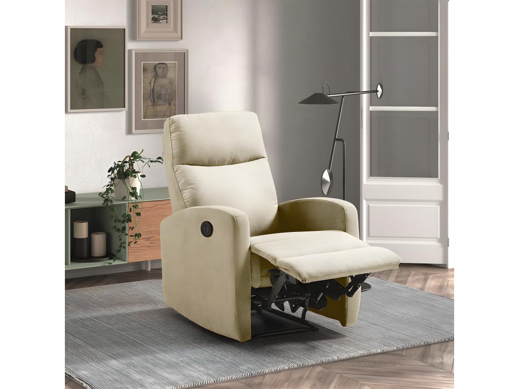 Meublita - Fauteuil Meublita Electrique Tissu Ivoire