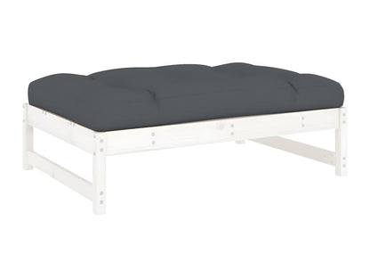 Repose-pied de jardin 120x80 cm blanc bois de pin massif