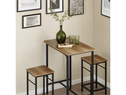 Vertchez OGT10-PF Lot Table et 2 Tabourets Ensemble Table de Bar Bistrot 2 Chaises de Bar avec Repose-Pieds Table Haute Cuisine