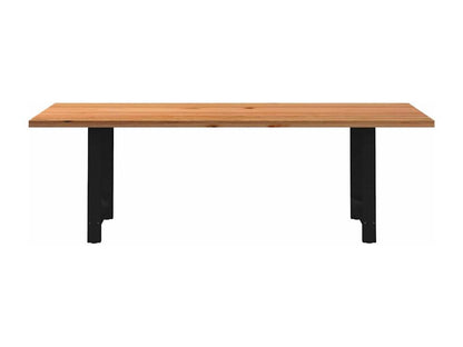 Table à manger marron clair bois de chêne massif rectangulaire