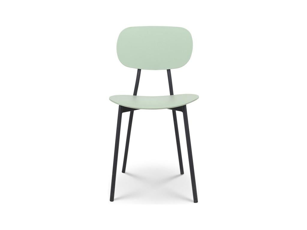 Chaise style contemporain verte et pieds en métal noir - modèle Vertchez