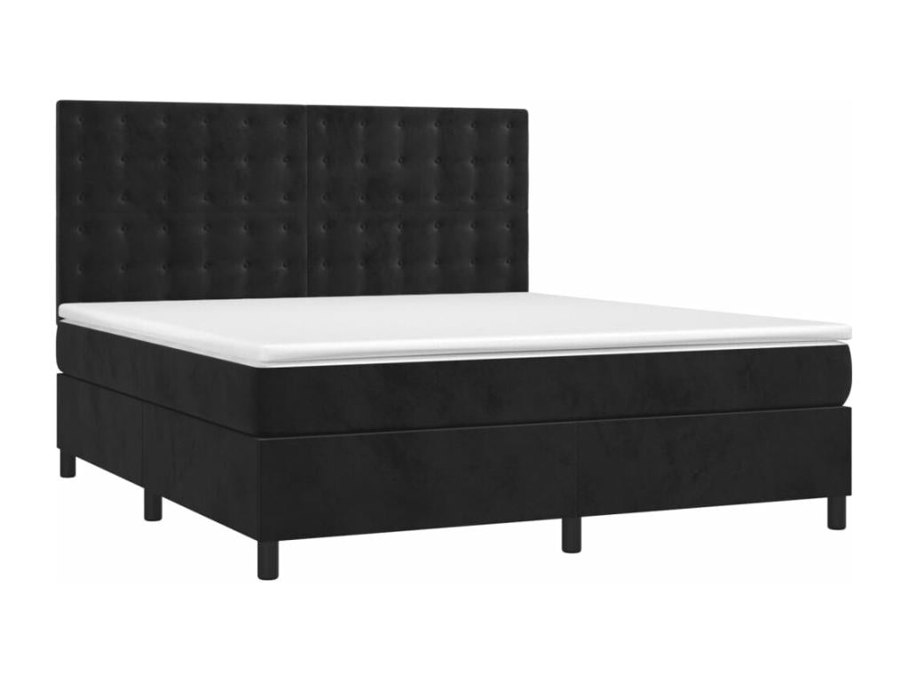 Sommier tapissier avec matelas et LED Noir 180x200 cm Velours