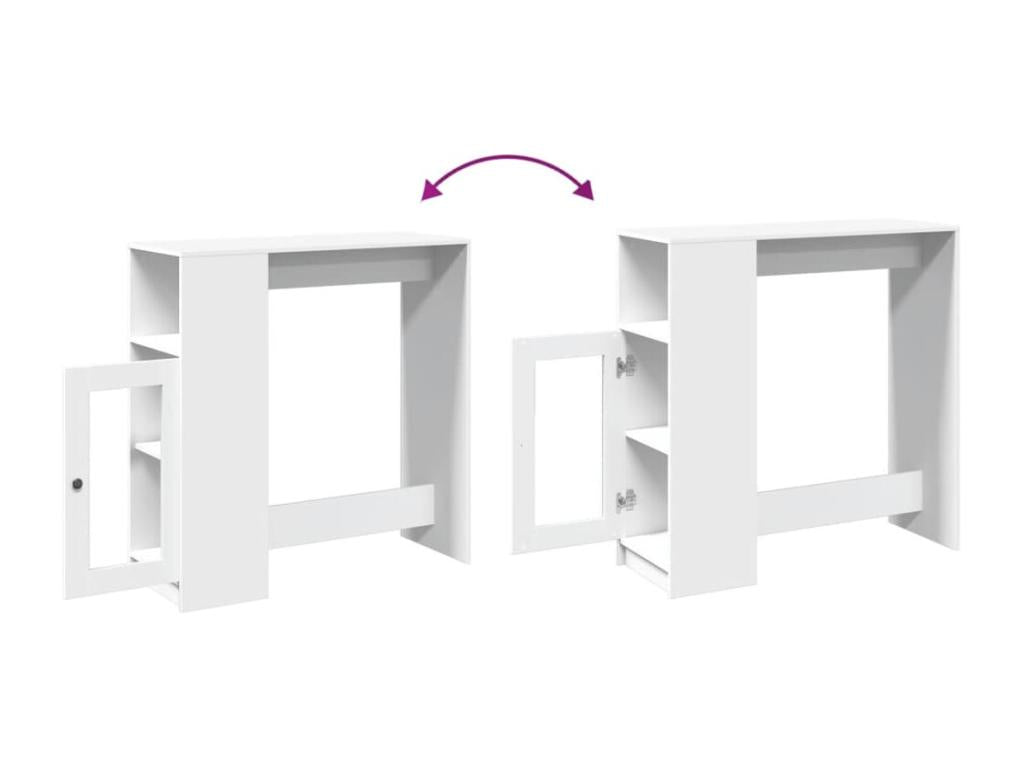 Table de bar avec étagères blanc bois d'ingénierie