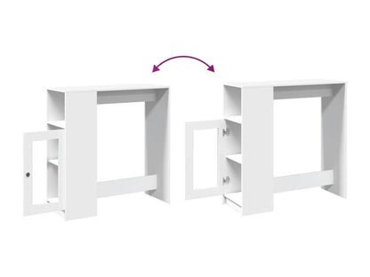 Table de bar avec étagères blanc bois d'ingénierie