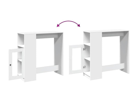 Table de bar avec étagères blanc bois d'ingénierie