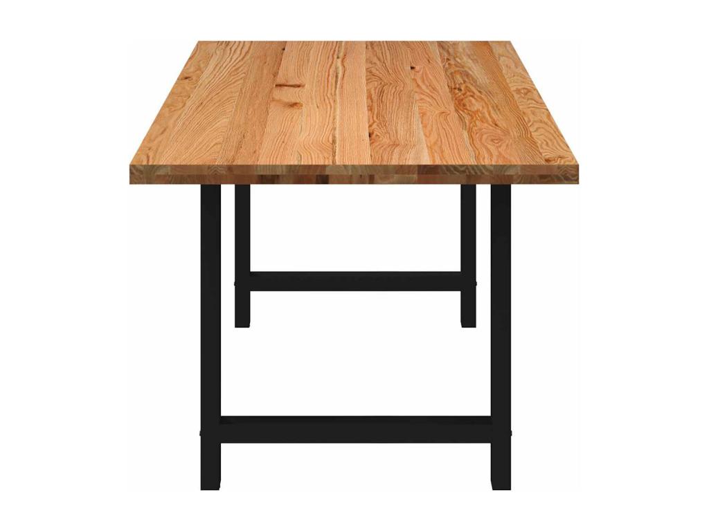 Table à manger marron clair bois de chêne massif rectangulaire