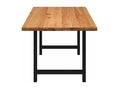 Table à manger marron clair bois de chêne massif rectangulaire