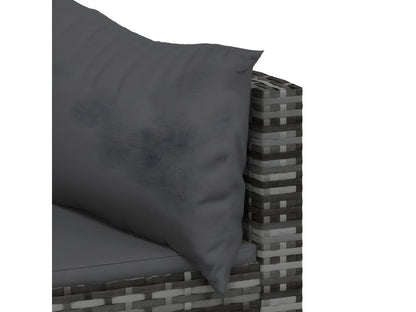 Salon de jardin 4 pcs avec coussins Gris Résine tressée