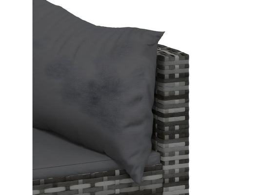 Salon de jardin 4 pcs avec coussins Gris Résine tressée