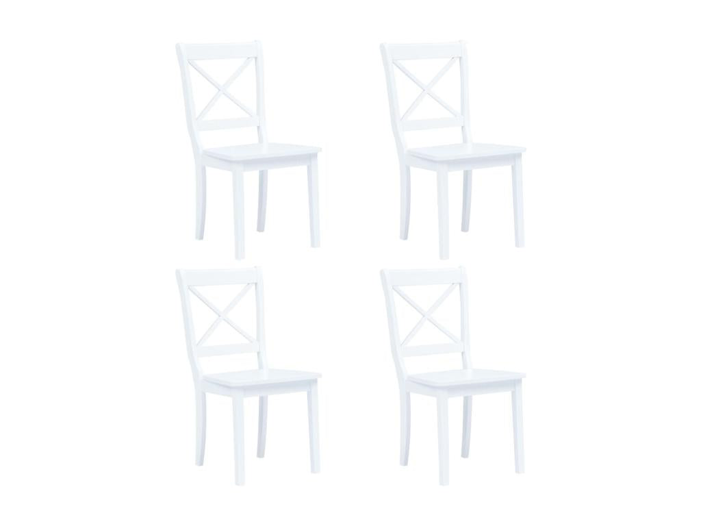 Ensemble de salle à manger 5 pcs Bois d'hévéa Blanc