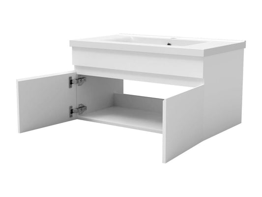 Meuble simple vasque 100cm avec colonne et miroir 3 couleurs et dimmable blanc