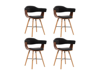 Chaises à manger lot de 4 noir similicuir et bois courbé
