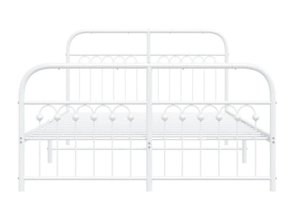Cadre de lit métal sans matelas et pied de lit blanc 137x190 cm