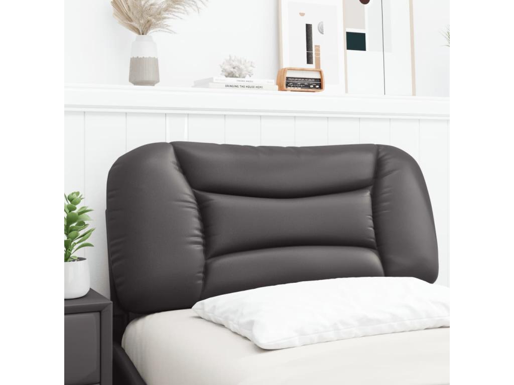 Coussin de tête de lit gris 90 cm similicuir