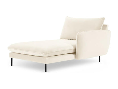 Vertchez - Méridienne droite Vertchez en velours beige clair - 170x110x95cm