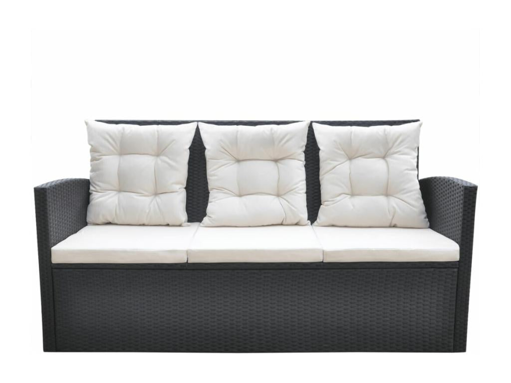 Mobilier à d?ner de jardin 6 pièces et coussins Résine tressée Noir