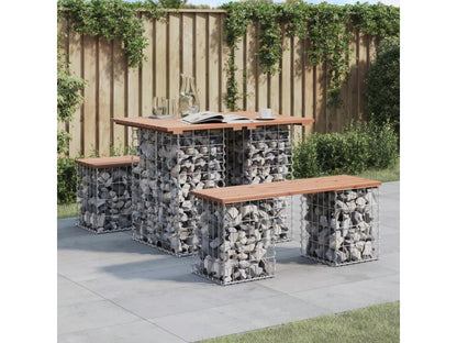 Banc de jardin design gabion 100x70x72 bois massif de Vertchez