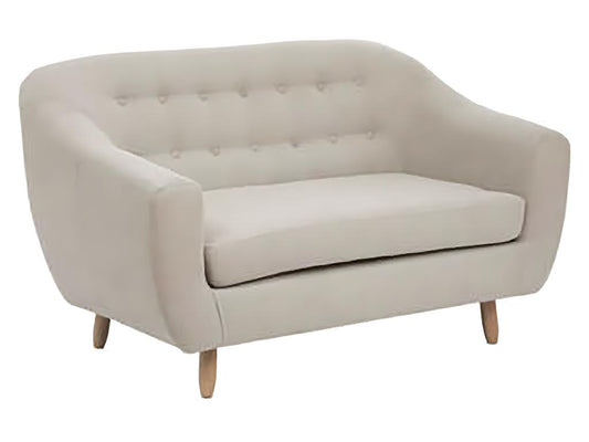 Canapé 2 places en bois de pin et panneau de particules coloris Lin beige - Longueur 150 x Profondeur 82 x Hauteur 87 cm