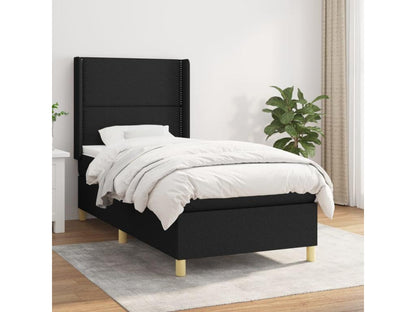 Lit à sommier tapissier et matelas Noir 80x200 cm Tissu