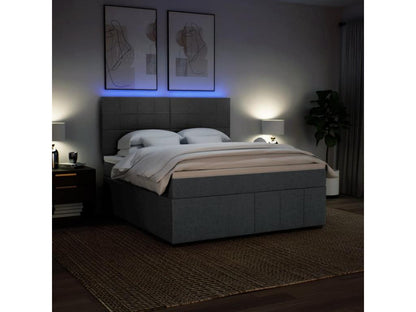 Sommier à Vertchez de lit avec matelas Gris foncé 180x200cm Tissu