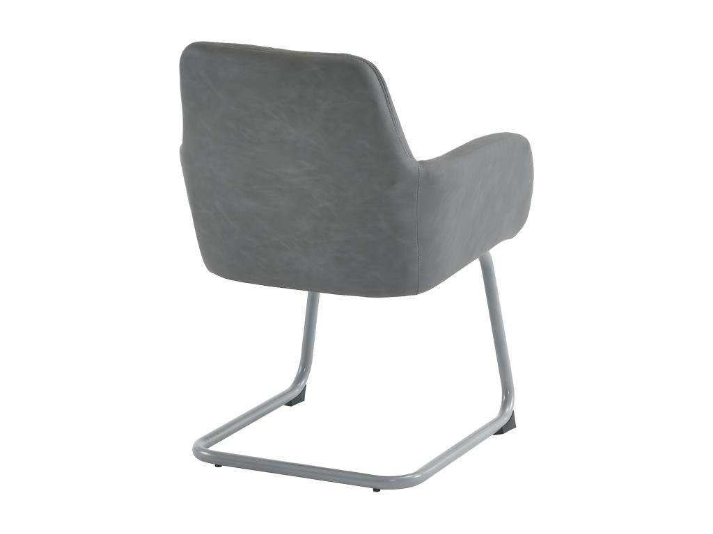 Lot de 4 Chaises cantilever recouvertes de similicuir - avec pieds en métal - Gris