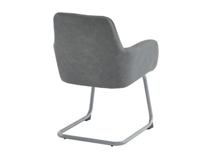 Lot de 4 Chaises cantilever recouvertes de similicuir - avec pieds en métal - Gris