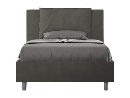 Lit 1 place et demi avec sommier rembourré 120x190 microfibre gris Vertchez