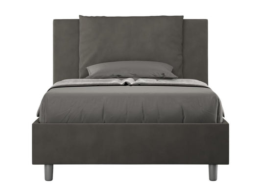 Lit 1 place et demi avec sommier rembourré 120x190 microfibre gris Vertchez