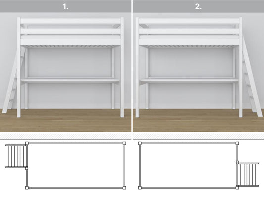 Lit mezzanine en bois - avec bureau N02 Blanc 80x180