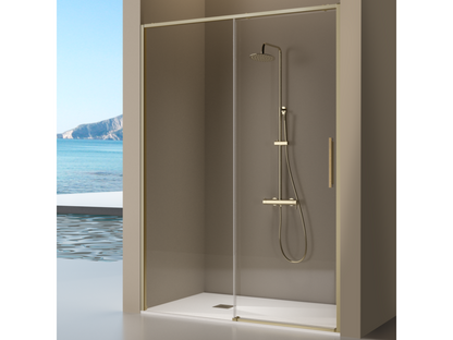 Paroi de douche dorée fixe porte coulissante Vertchez ou brossé 167-169.6 cm