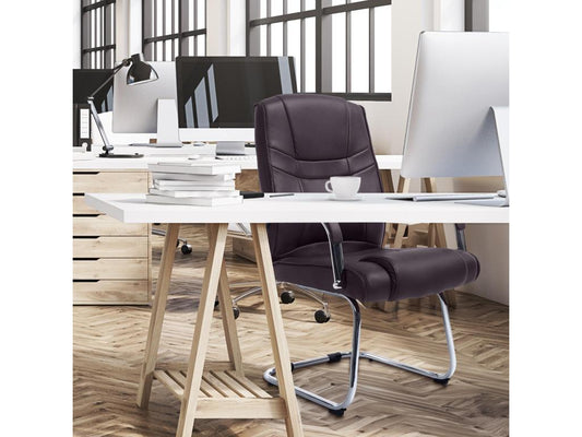 Lot de 2 chaises oscillantes - Similicuir / Métal - Marron - Vertchez