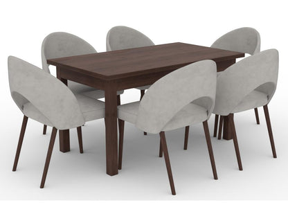 Chaise moderne en bois Noyer foncé et tissu au choix Cekuza-Tissu 27108