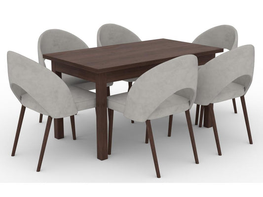 Chaise moderne en bois Noyer foncé et tissu au choix Cekuza-Tissu 27108