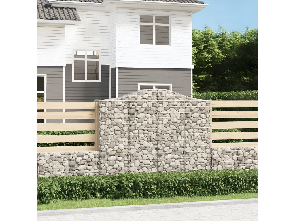 Paniers à gabions arqués 11 pièces 200x50x160/180 cm Fer renforcé