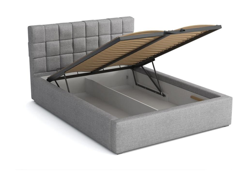 Lit Vertchez 106 Unique Gris 120x200 Tapisserie Sommier à Vertchez 140x223x93cm