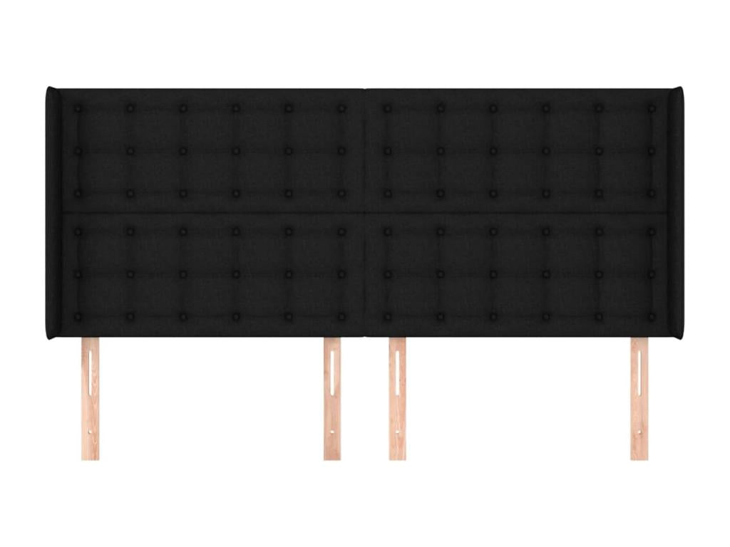 Tête de lit avec oreilles Noir 203x16x118/128 cm Tissu